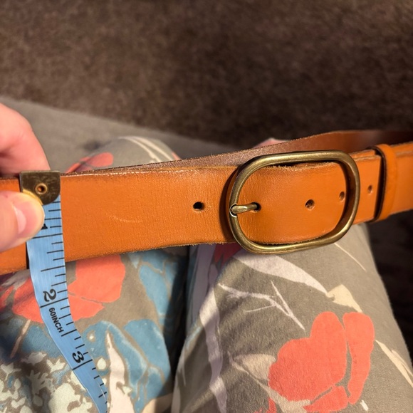 Anthropologie Tan Brown Leather Belt with Brass Classic Buckle size M Jeans - Picture 7 of 8